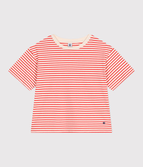 The Boxy stripy cotton T-Shirt for women AVALANCHE red/SPICY