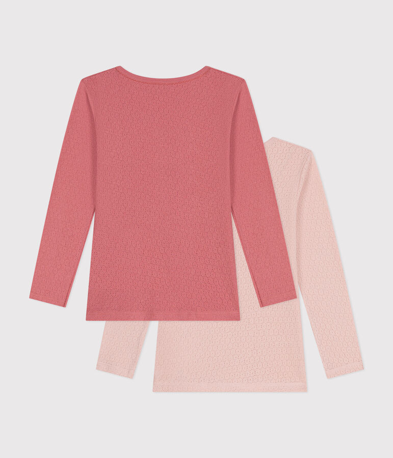 Children's plain openwork T-shirt's - 2-pack multicolor