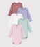 Pack of plain cotton long-sleeved bodies for babies multicolor