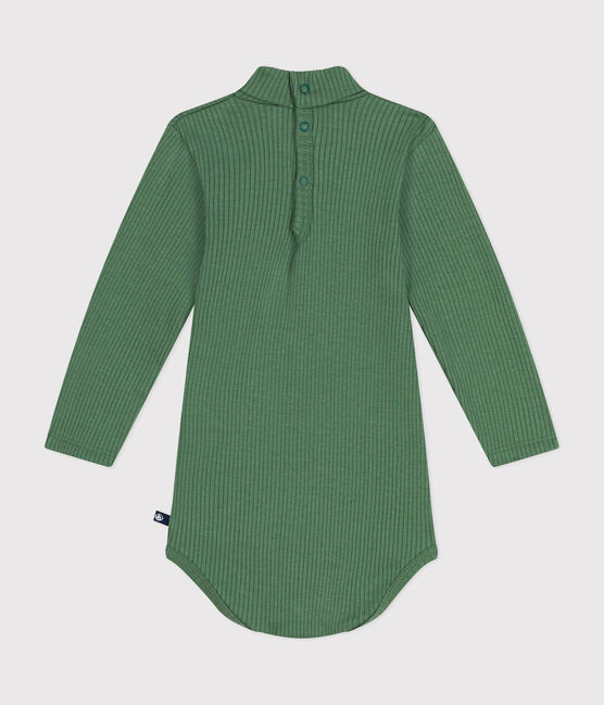 Babies' long-sleeved rollneck cotton bodysuit PALMERAIE green
