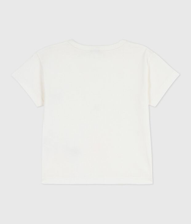 Babies' short-sleeved plain cotton T-shirt white