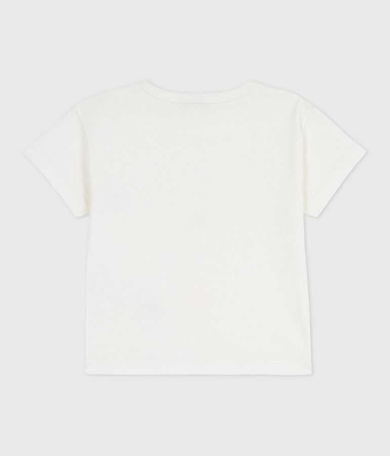 Babies' short-sleeved plain cotton T-shirt white