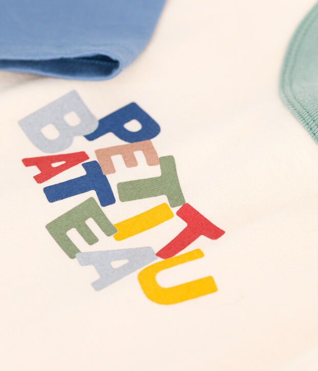 Babies' long-sleeved fine jersey T-shirt blue/blue