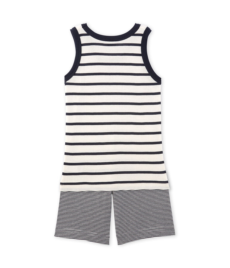 Pyjacourt gar&ccedil;on ray&eacute; white/blue