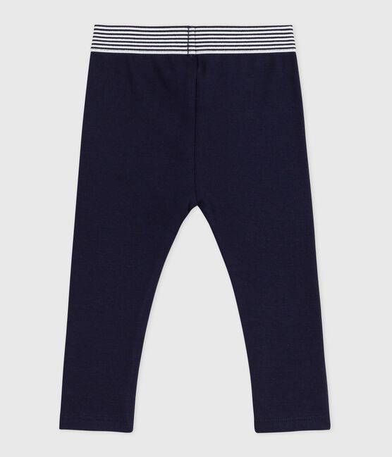 Babies' thick plain cotton jeggings SMOKING blue
