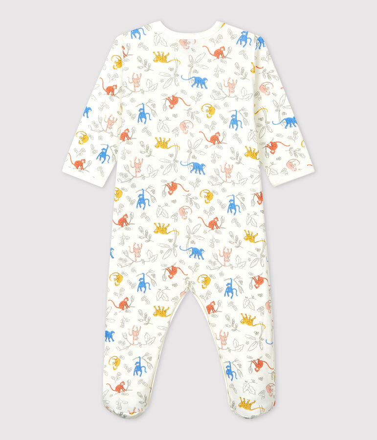 Babies' Monkey Themed Organic Cotton Sleepsuit white/multicolor