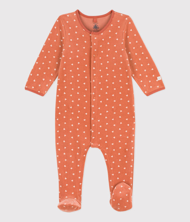Babies' Patterned Velour Sleepsuit pink/ecru