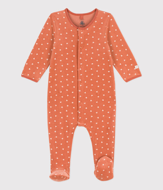 Babies' Patterned Velour Sleepsuit BRANDY /AVALANCHE