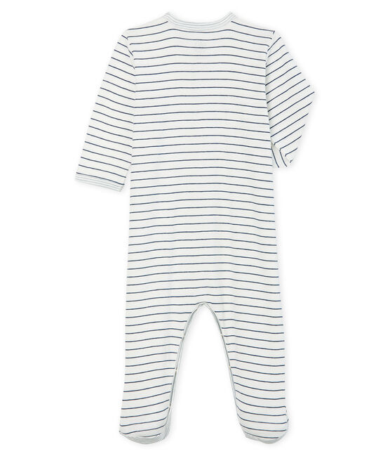 Baby Boys' Ribbed Sleepsuit MARSHMALLOW white/MEDIEVAL blue