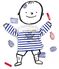 Serge Bloch baby boys'/girls' Breton top MARSHMALLOW white/PERSE blue