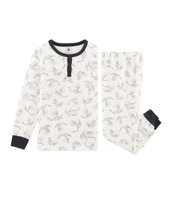 Boys' Velour Pyjamas MARSHMALLOW white/MULTICO white