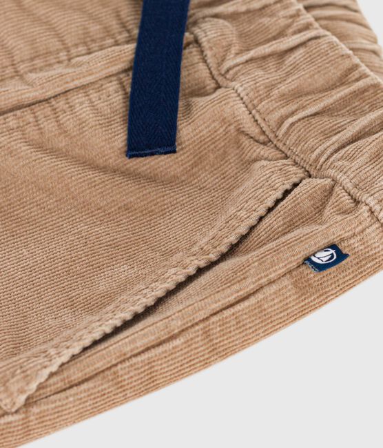 Children's straight plain corduroy trousers ROCHE CLAIR beige