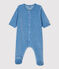Babies' Starry Organic Cotton Velour Sleepsuit with Collar blue/white
