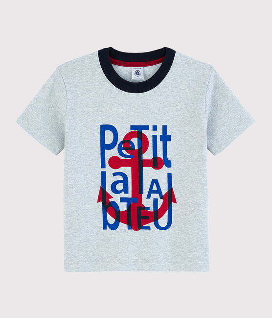 Boys' Short-Sleeved Cotton T-Shirt POUSSIERE CHINE grey