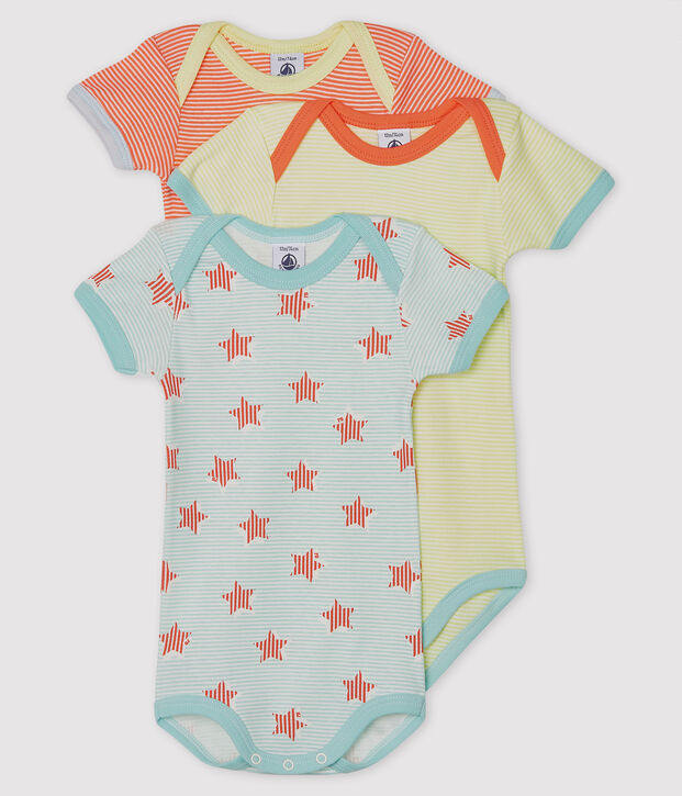 Unisex Baby's Short-Sleeved Bodysuit - 3-Piece Set multicolor