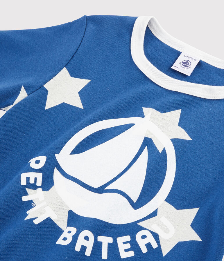 Children'Starry Print Ribbed Pyjamas MAJOR blue/ECUME white