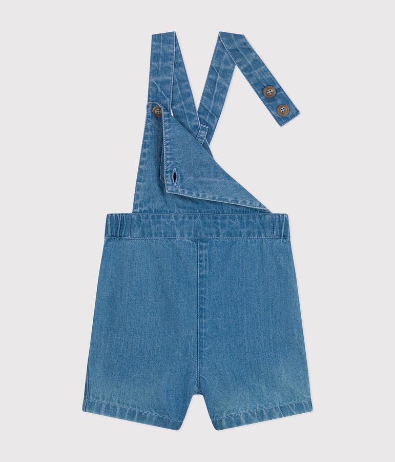 Babies' Light Denim Dungaree Shorts DENIM CLAIR blue