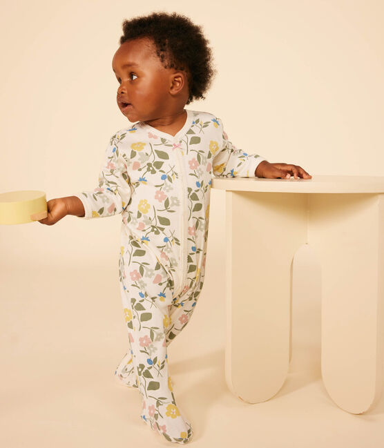 Babies' Floral Print Cotton Pyjamas AVALANCHE white/MULTICO