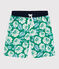 Boys' Recycled Swimming Trunks GAZON green/MULTICO ecru