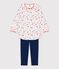 Girls' Organic Cotton Nightdress with Leggings MARSHMALLOW white/MULTICO white