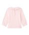 Baby girls' striped T-shirt MARSHMALLOW white/PETAL pink