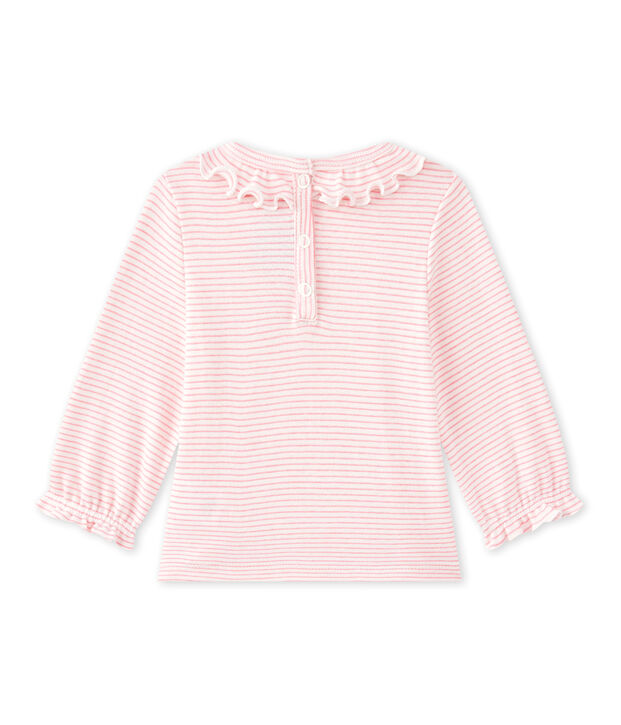 Baby girls' striped T-shirt white/pink