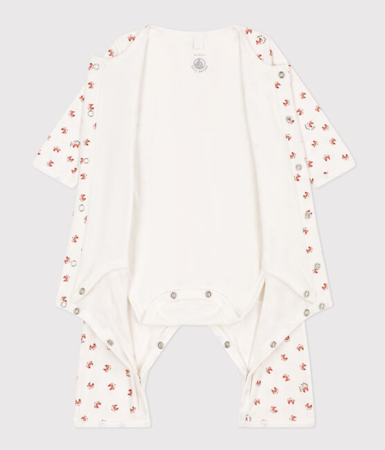 Babies' Footless Cotton Bodyjama MARSHMALLOW white/MULTICO white