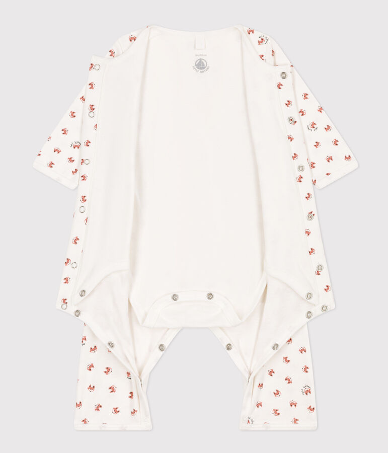 Babies' Footless Cotton Bodyjama MARSHMALLOW white/MULTICO white