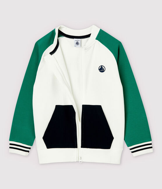 Boys' Fleece Cardigan MARSHMALLOW white/MULTICO white