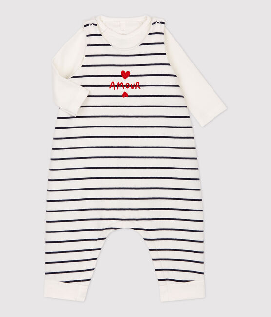 Babies' Sailor Striped Organic Cotton Clothing - 2-Pack MARSHMALLOW white/SMOKING blue