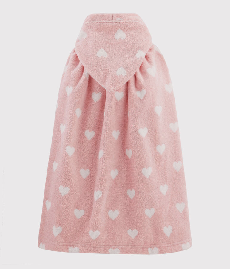 Babies' Heart Pattern Terry Bath Cape pink/white