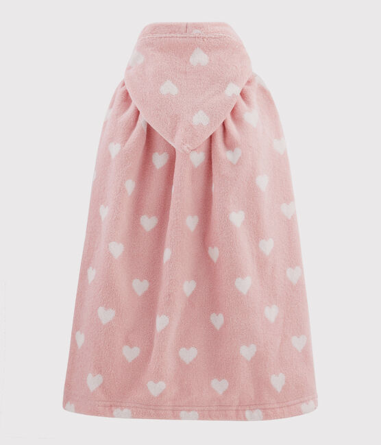 Babies' Heart Pattern Terry Bath Cape CHARME pink/MARSHMALLOW white
