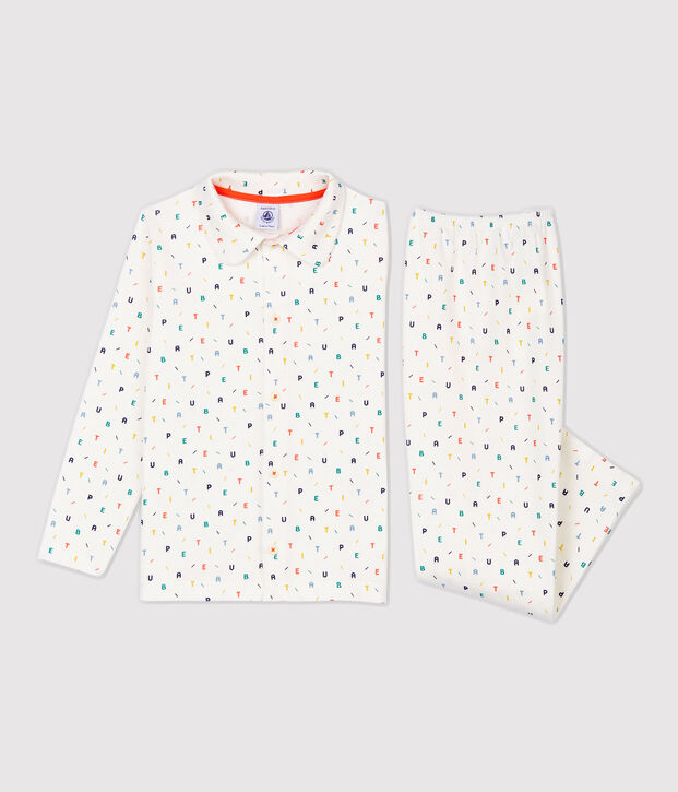 Boys' Multicoloured Letter Print Organic Cotton Pyjamas white/multicolor