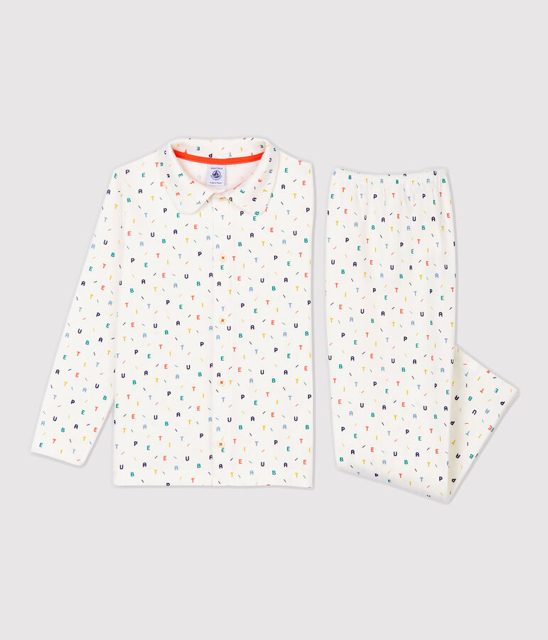 Boys' Multicoloured Letter Print Organic Cotton Pyjamas white/multicolor