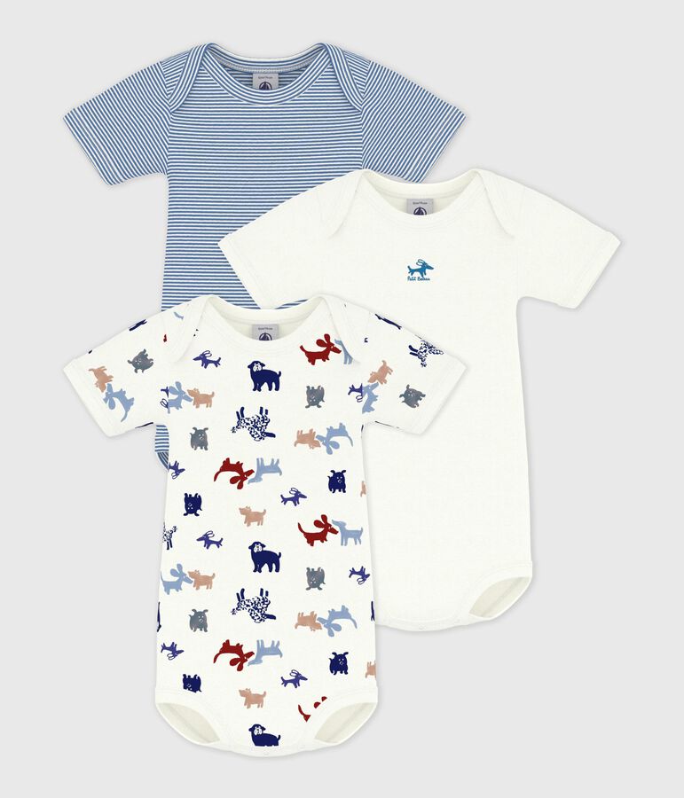 Pack of babies' short sleeved dog print cotton bodies multicolor