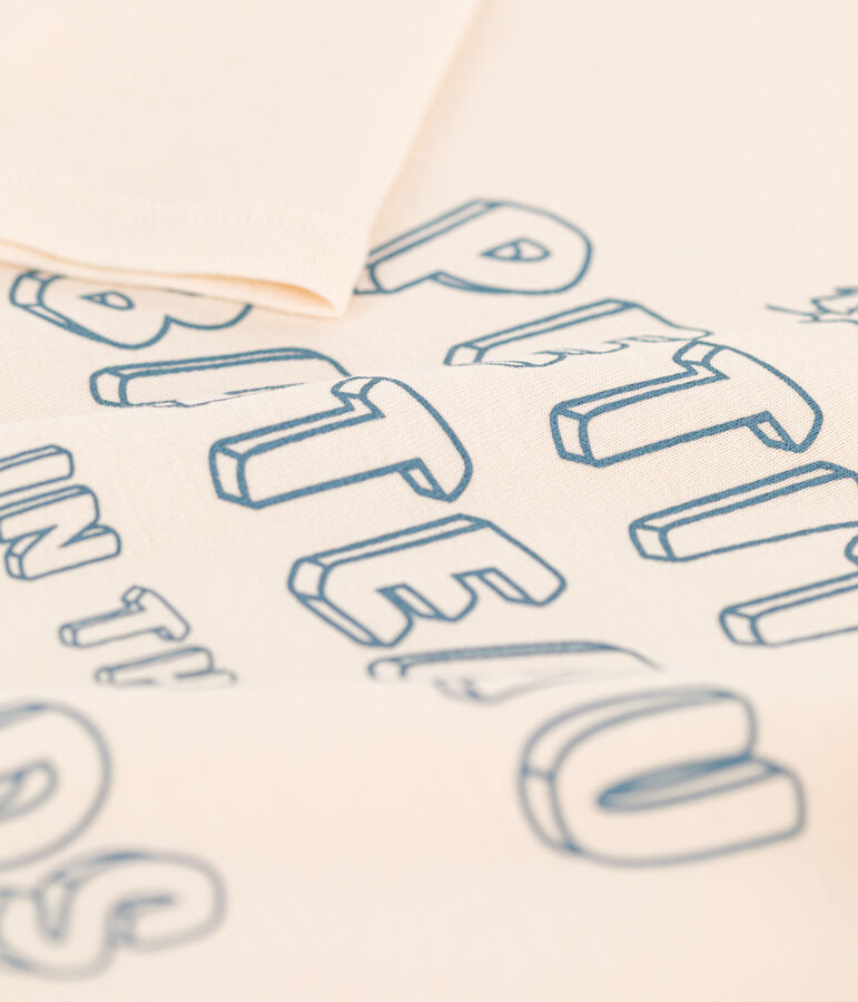 Children's Unisex Long-Sleeved Cotton T-Shirt Ecru/blue/multicolor