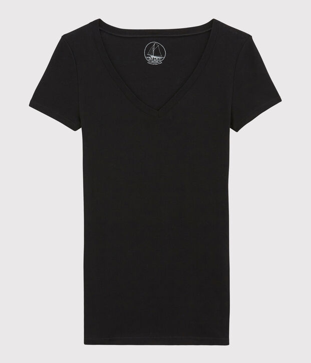 Women's Fine Rib Knit T-Shirt black