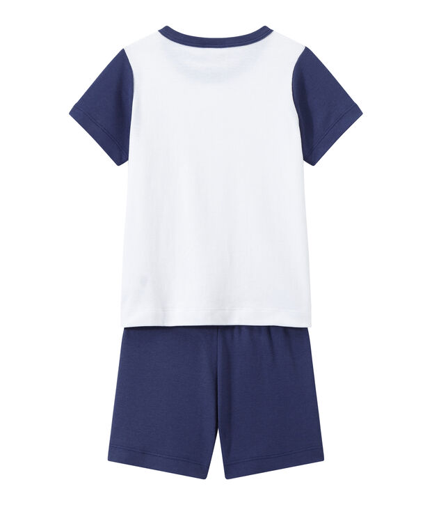 Boy's two-color shortie pyjamas blue/white