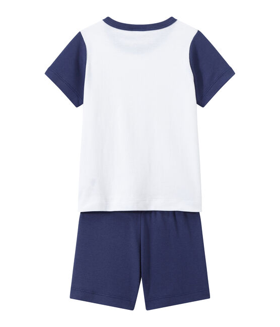 Boy's two-color shortie pyjamas CHALOUPE blue/ECUME white