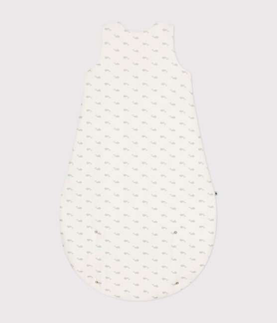Babies' whale print corduroy 3 TOG sleeping bag MARSHMALLOW white/HERBIER