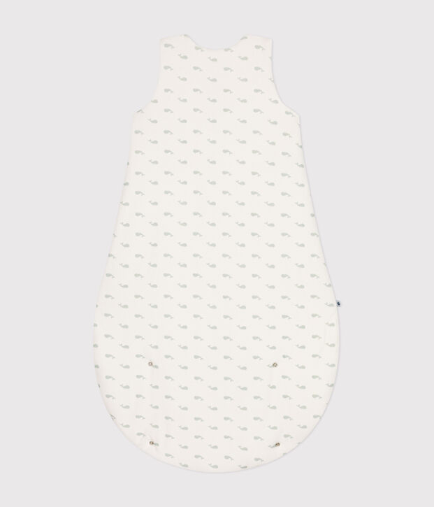 Babies' whale print corduroy 3 TOG sleeping bag white/green