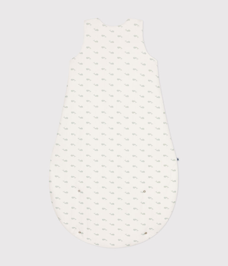 Babies' whale print corduroy 3 TOG sleeping bag white/green