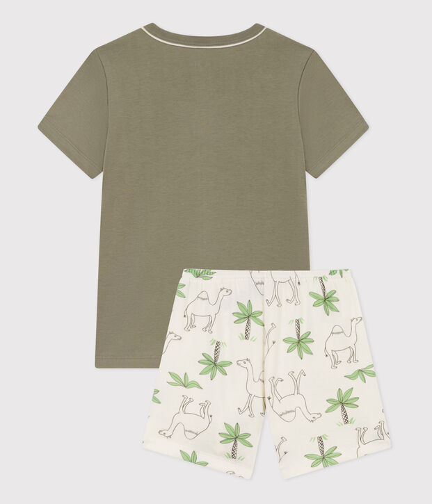 Boys' Cotton Dromedary Themed Short Pyjamas green/white