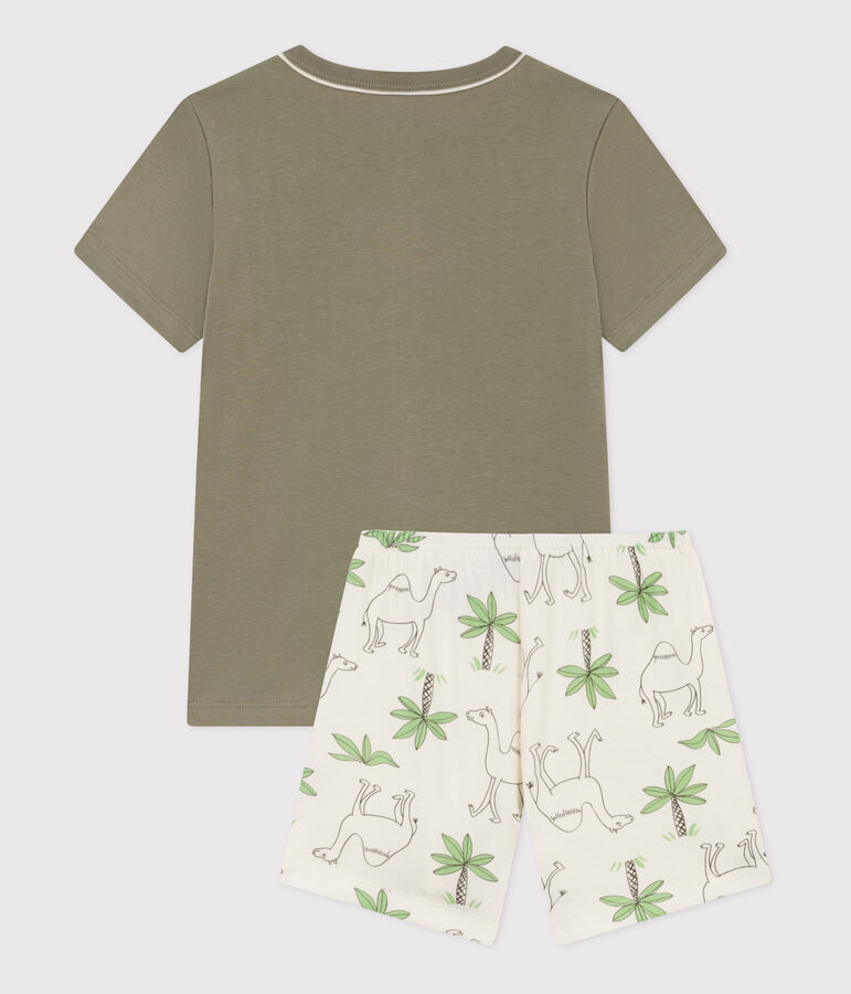 Boys' Cotton Dromedary Themed Short Pyjamas green/white