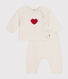 Babies' Wool/Cotton Heart Patterned Knit 2-Piece Outfit