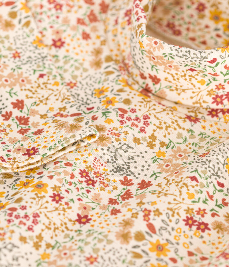 Girls' cotton rollneck top Ecru/brown/multicolor