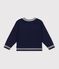 Children's bow pattern wool and cotton jumper blue/beige
