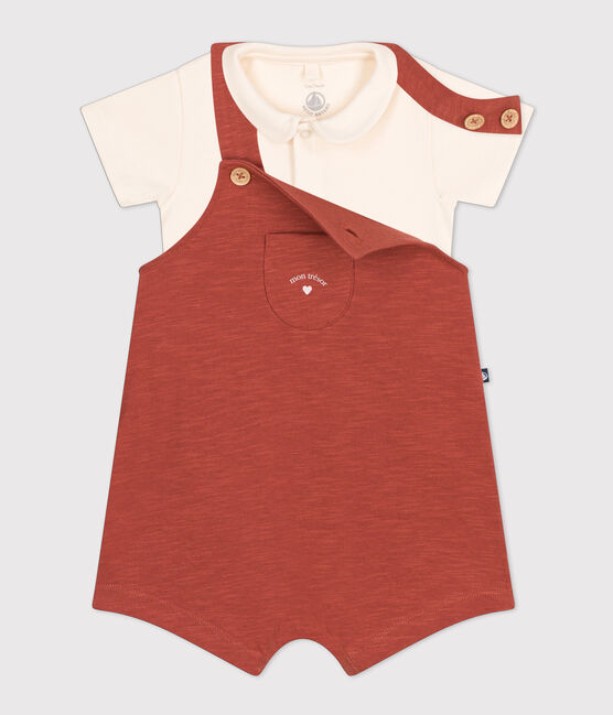 Babies' Slub Jersey Dungaree Set FAMEUX brown