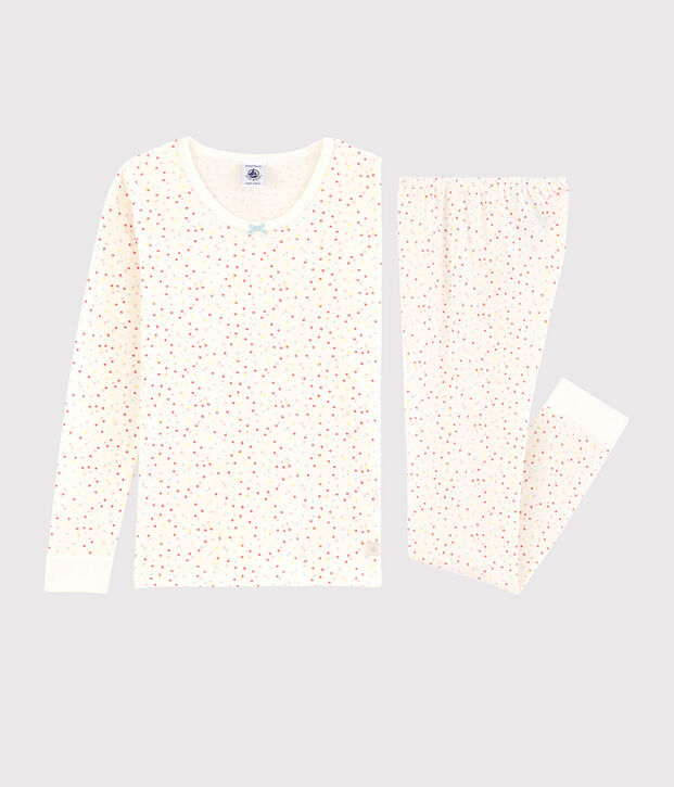 Girls' Snugfit Multicoloured Spots Organic Cotton Pyjamas white/multicolor