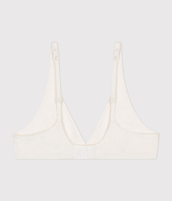 Women's spotted cotton and elastane bra MARSHMALLOW white